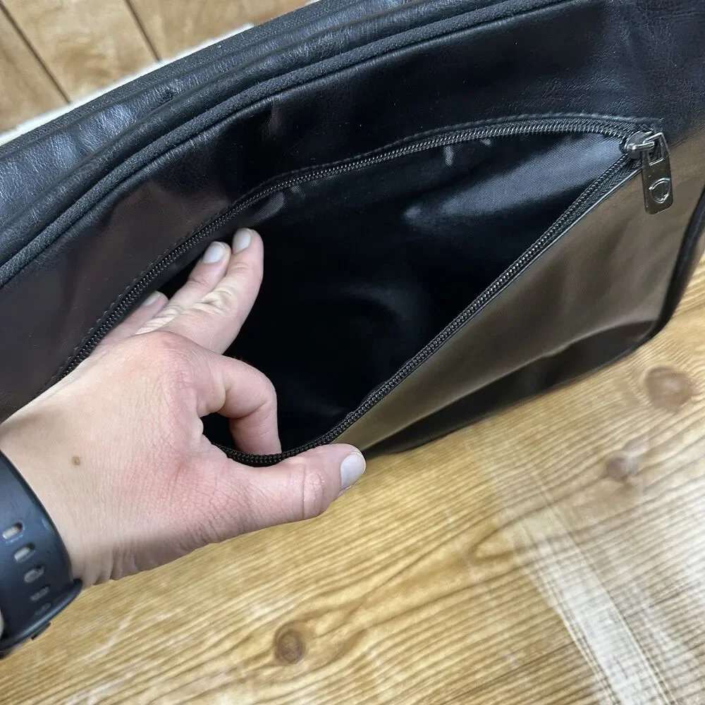 Ben‎ Sherman Faux Leather Messenger Bag Laptop Bag Black 16x12”